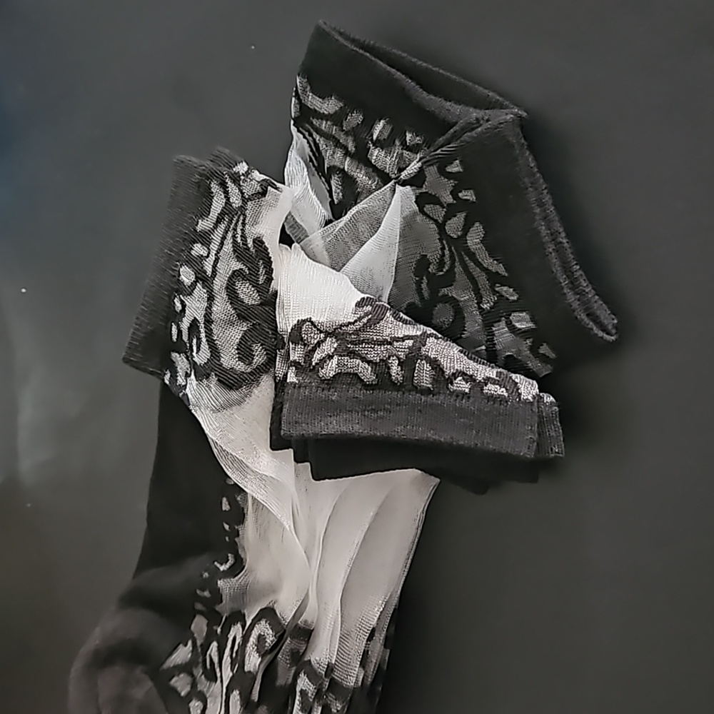Trendy Black & White "Glass" Socks w Lace Detailing.New in pkg. Bundle of 4 - Picture 5 of 6